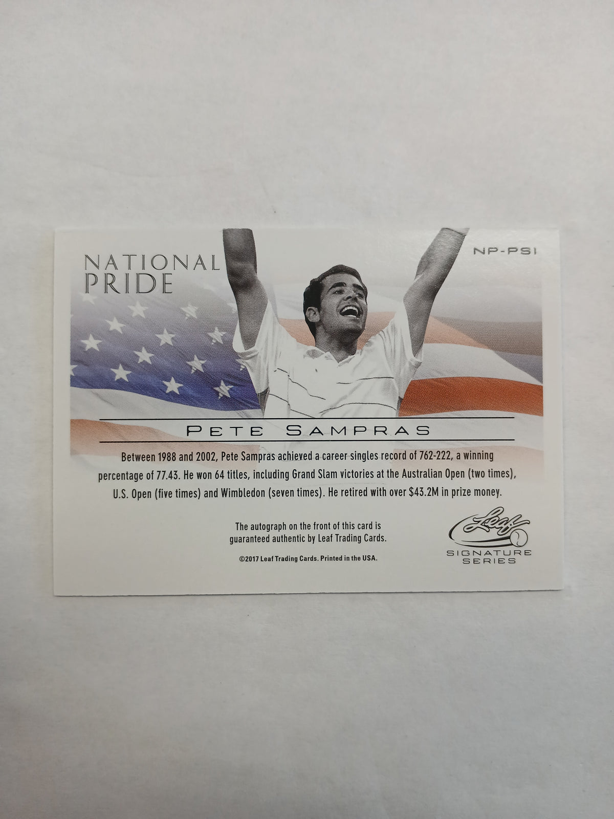 2017 Leaf Signature Series Pete Sampras National Pride Blue Auto #/15