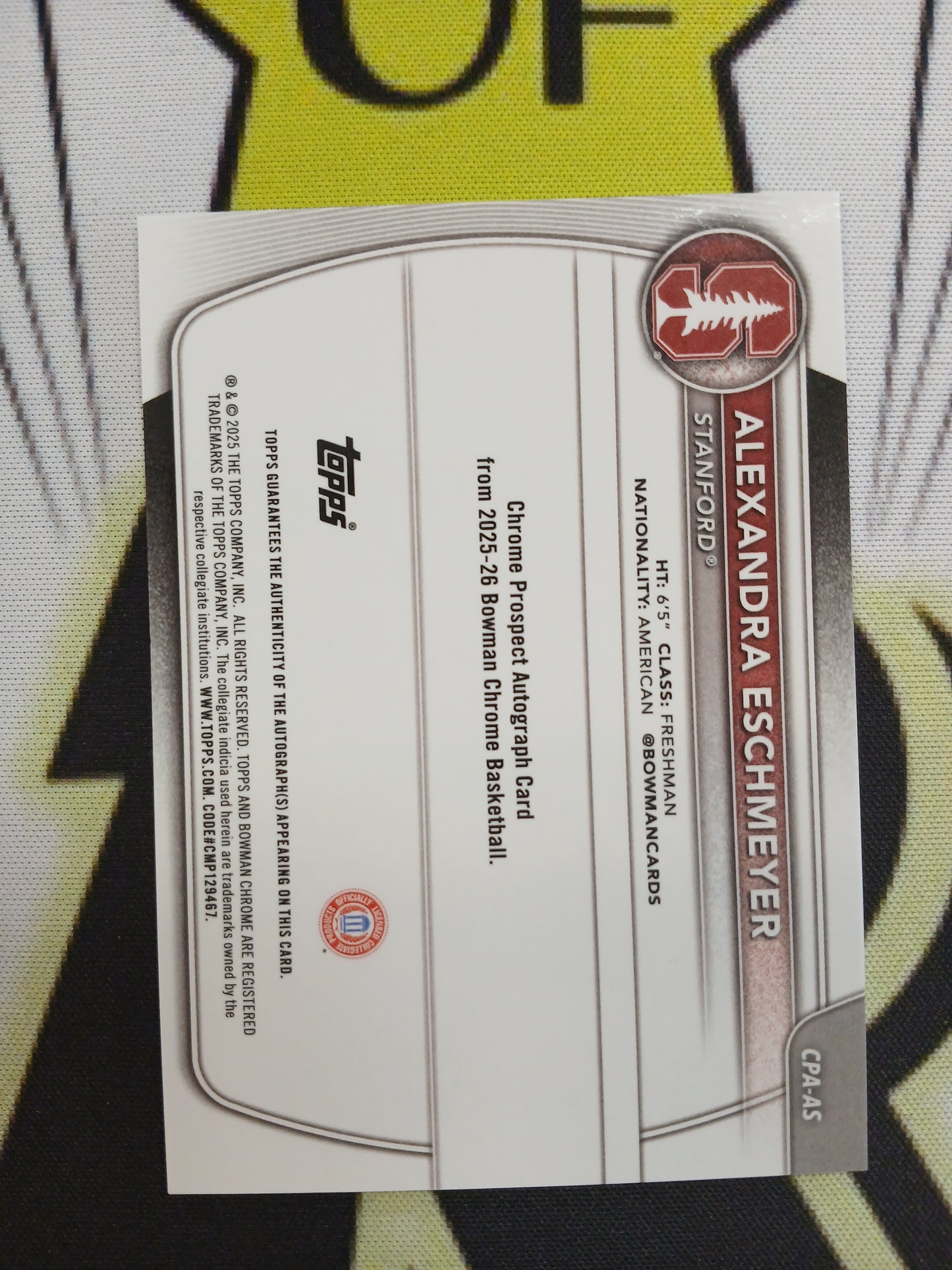 2025 Bowman Chrome U Alexandra Eschmeyer Green Refractor 1st Bowman Rookie Auto #/99