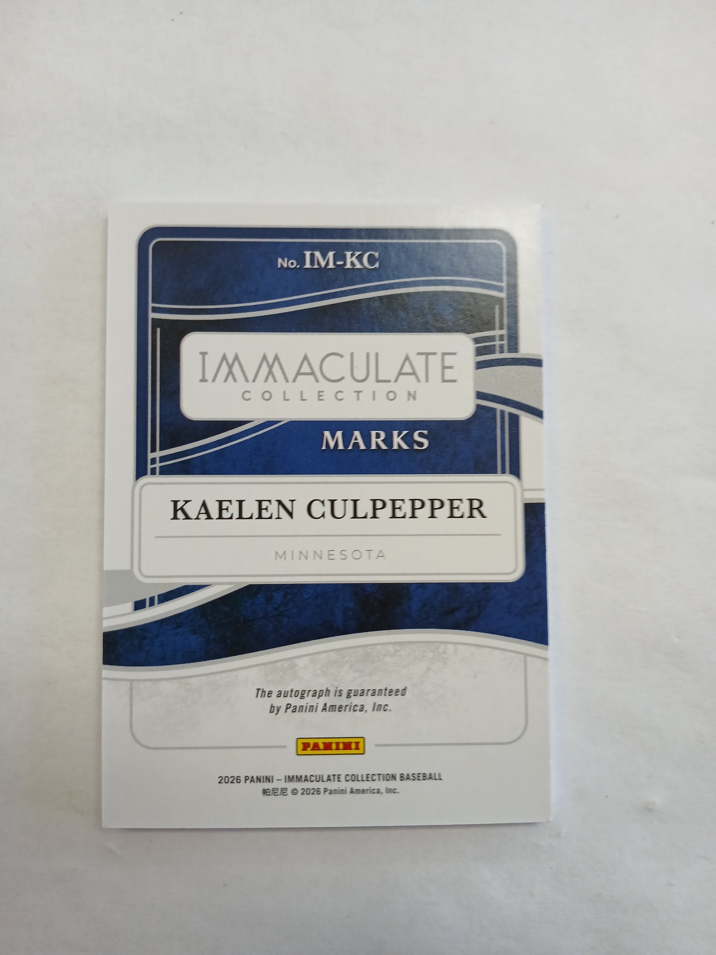 2026 Immaculate Collection Kaelen Culpepper Marks On Card Auto Red Foil #/75
