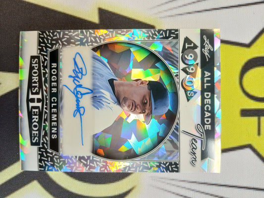 2025 Leaf Sports Heroes Roger Clemens All Decade Team 1990's Silver Cracked Ice Auto #/15