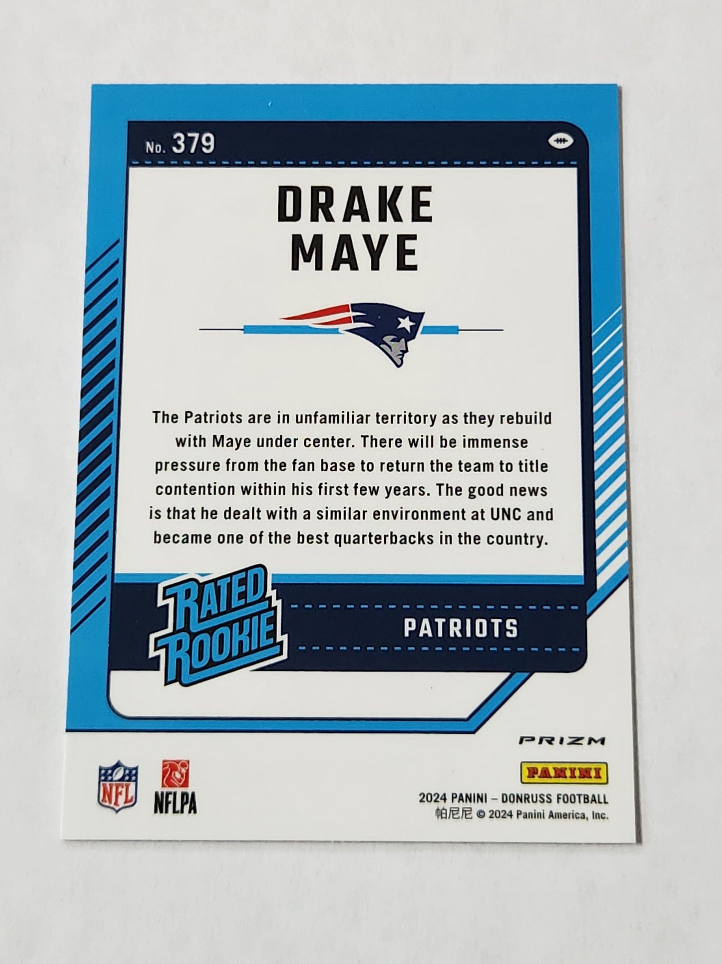 2024 Donruss Drake Maye Pink Rated Rookie Optic Preview