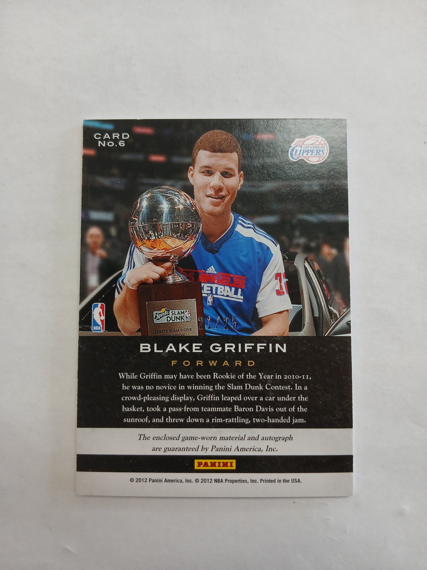 2011 Limited Blake Griffin Trophy Case Patch Auto #/25