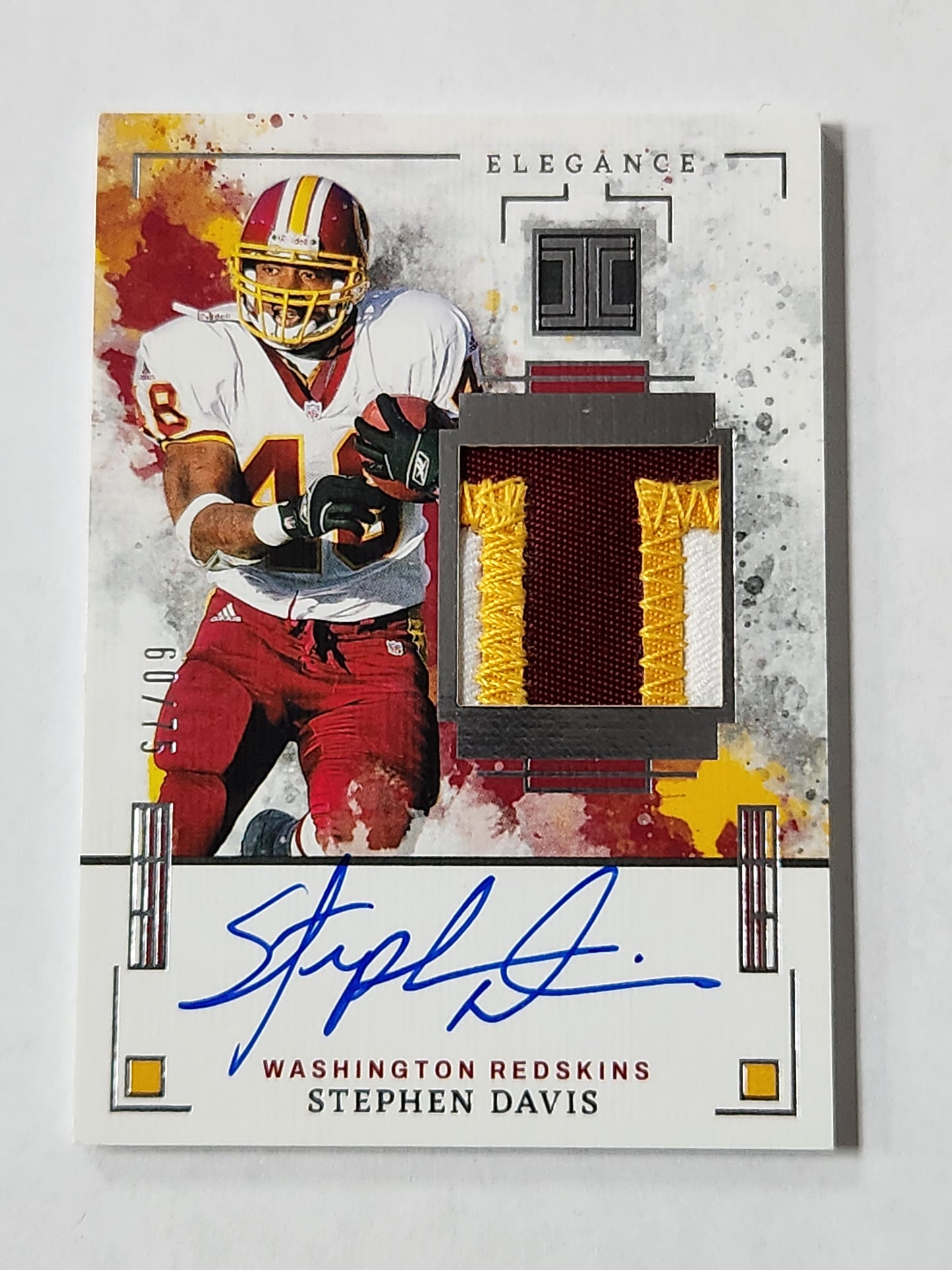 2025 Impeccable Stephen Davis # /75 Elegance 3 Color Patch Auto Washington