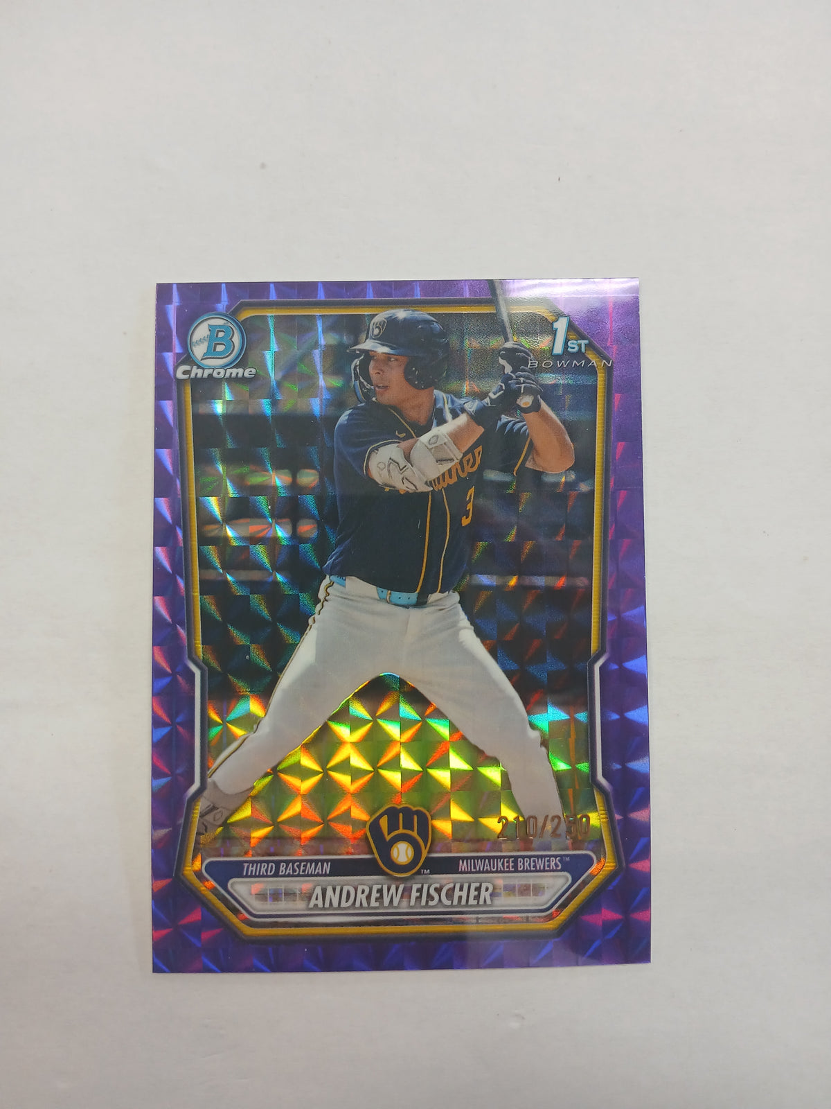 2026 Bowman Chrome Andrew Fischer 1st Bowman Purple Geometric Refractor #/250