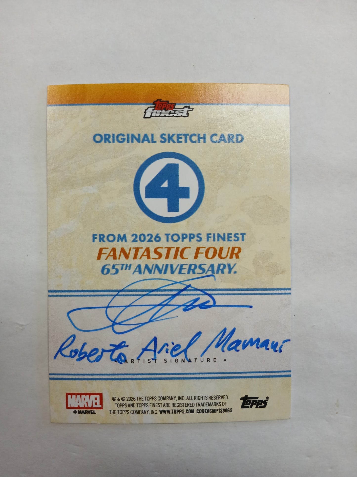 2026 Topps Finest Fantastic Four 65th Anniversary Sue Richards Invisible Woman Sketch Card #1/1 One of One Roberto Ariel Mamaui