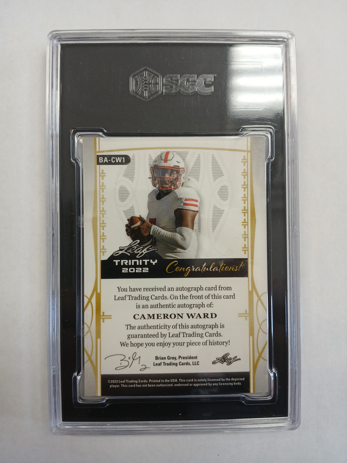 2022 Leaf Trinity Cameron Ward Rookie Auto #/99 SGC 10 Auto Grade 10
