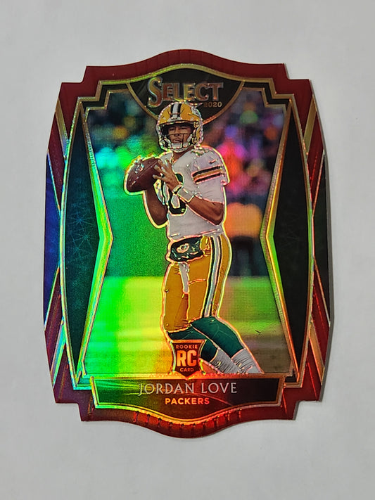 2020 Select Jordan Love Premier Level Red Die Cut Rookie Card