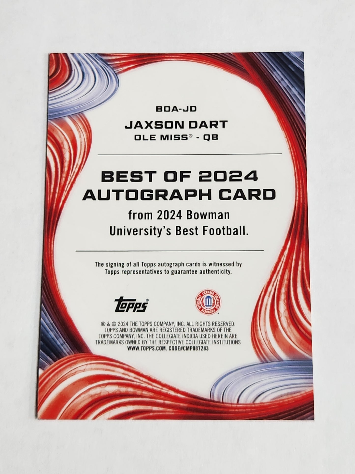 2024 Bowman Best Jaxson Dart Best of 2024 Auto BOA-JD