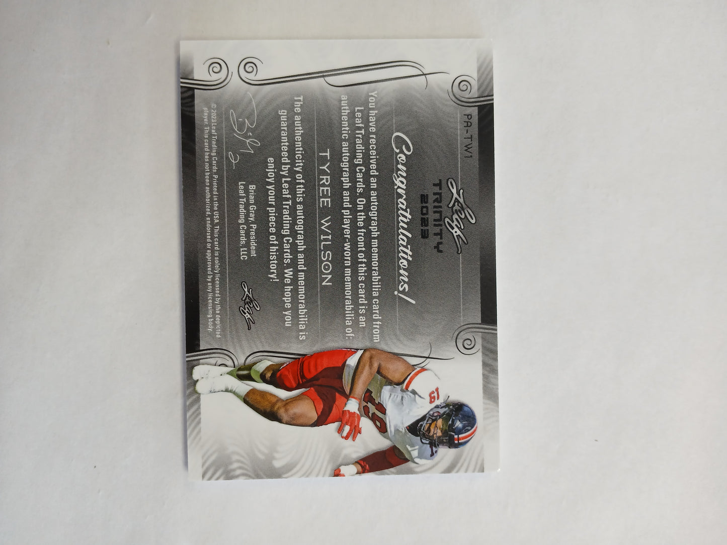 2023 Leaf Trinity Tyree Wilson Rookie Guns Up Patch Auto One of One #1/1
