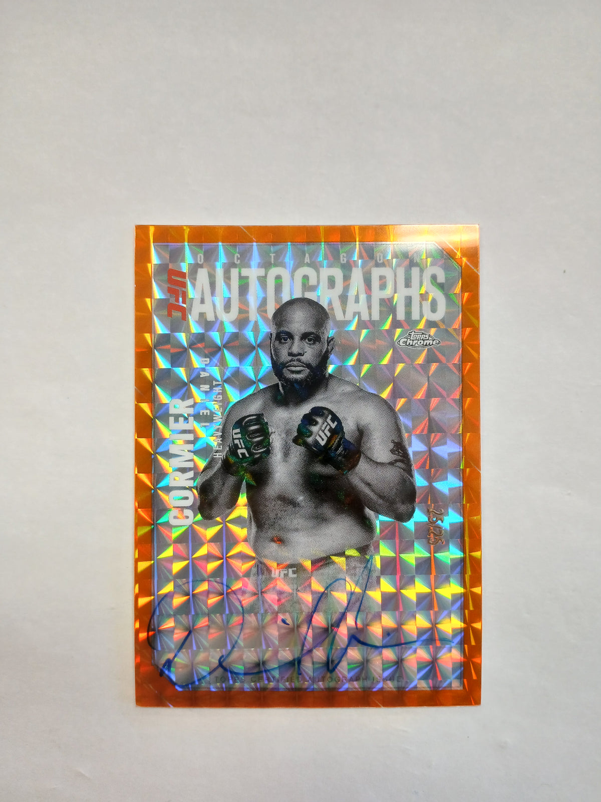 2025 Topps Chrome UFC Daniel Cormier Octagon Autographs Orange Geometric Refractor On Card Auto #25/25