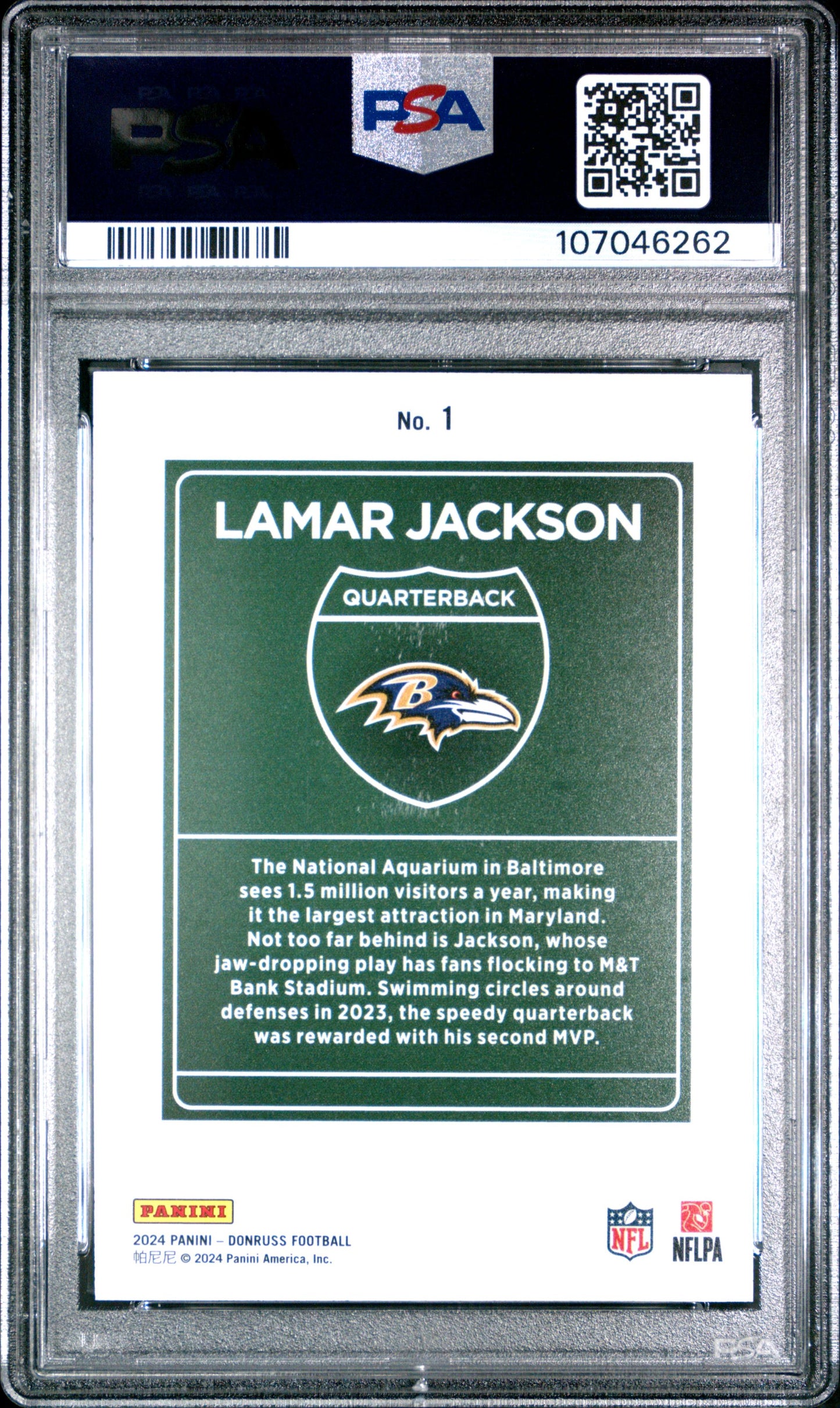 2024 PANINI DONRUSS DOWNTOWN #1 LAMAR JACKSON PSA 10 SP RAVENS