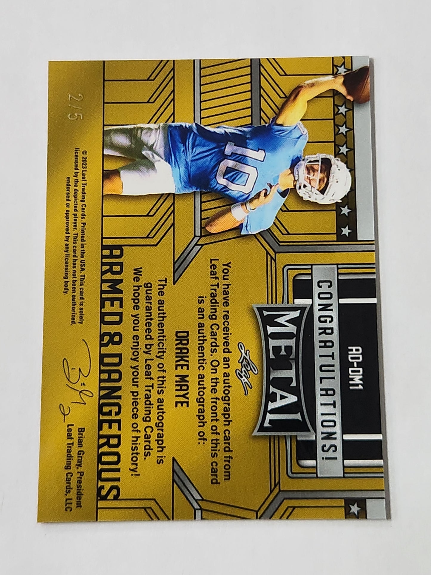 2023 Leaf Metal and Dangerous Drake Maye RC Auto /5