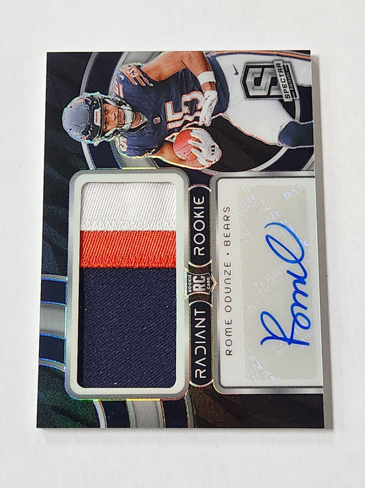 2024 Spectra Rome Odunze Radiant Rookies Patch Auto /99 Tri Color patch