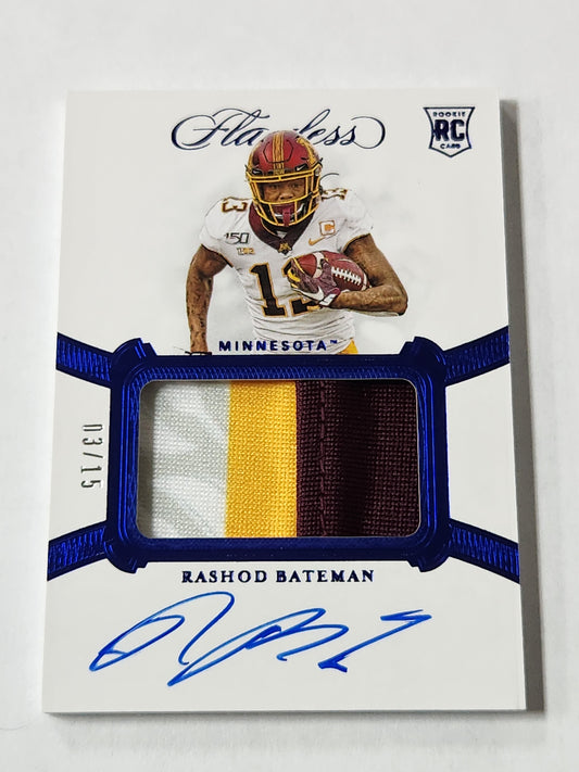 2021 Flawless Draft Picks Rashod Bateman Rookie Patch On Card Auto /15