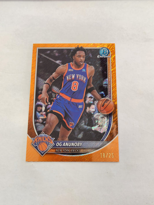2025 Bowman Chrome OG Anunoby Orange Shimmer Color Match Refractor #/25