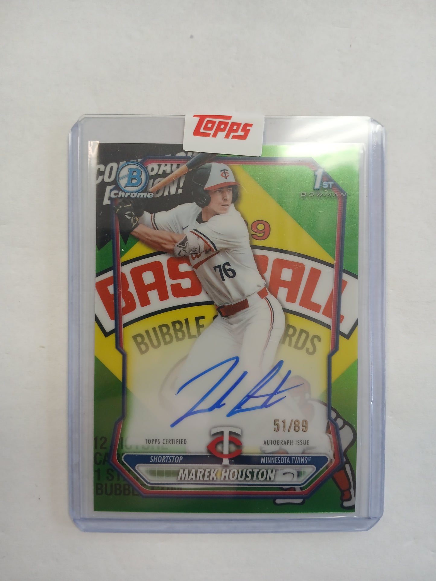 2026 Bowman Chrome Marek Houston 1st Bowman Baseball Bubble Gum Cards On Card Auto #/89