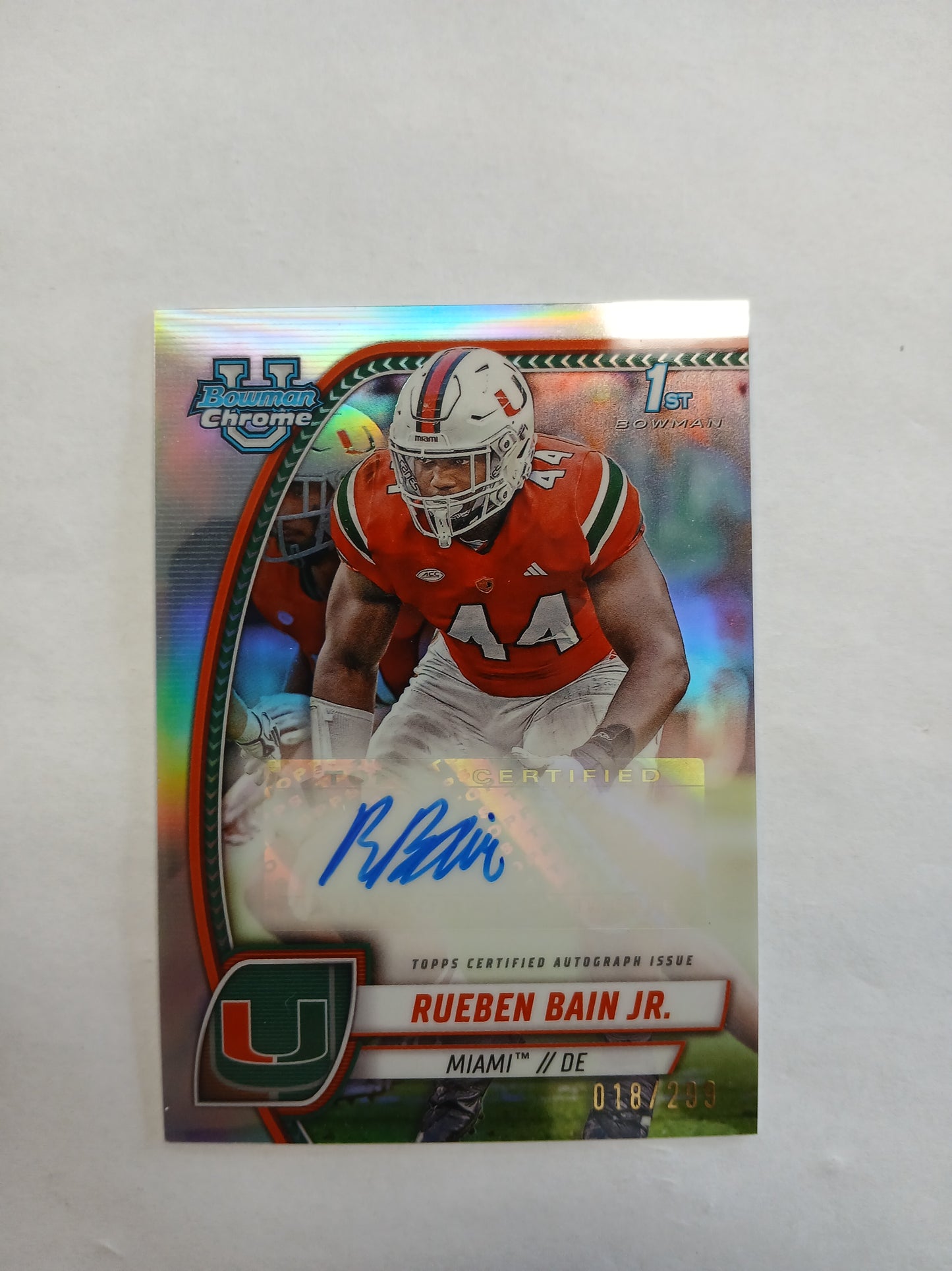 2024 Bowman Chrome U Rueben Bain Jr 1st Bowman Refractor Auto #/299