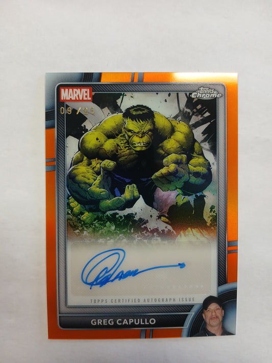 2026 Topps Chrome The Hulk Comic Book Artist Greg Capullo Auto Orange Refractor #/25