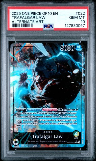 2025 ONE PIECE OP10-022 #022 TRAFALGAR LAW ALTERNATE ART PSA 10