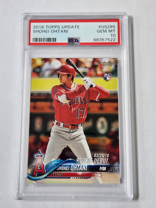 2018 TOPPS UPDATE #US285 SHOHEI OHTANI PSA 10 Rookie Batting