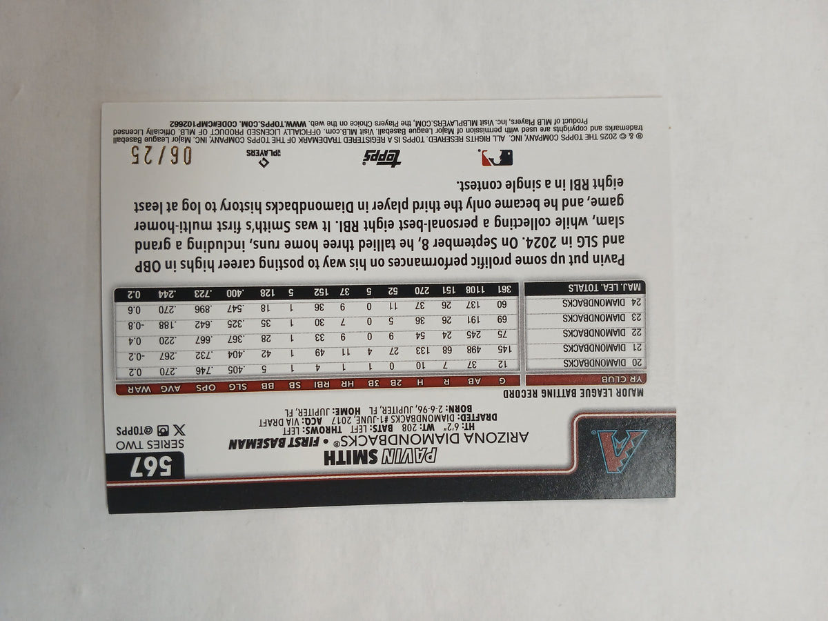 2025 Topps Pavin Smith Wood #/25