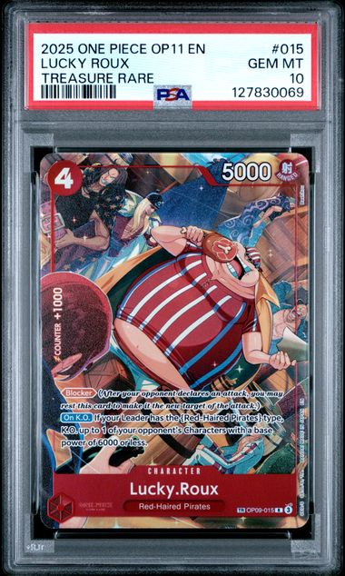 2025 ONE PIECE OP11-015 #015 LUCKY ROUX TREASURE RARE PSA 10