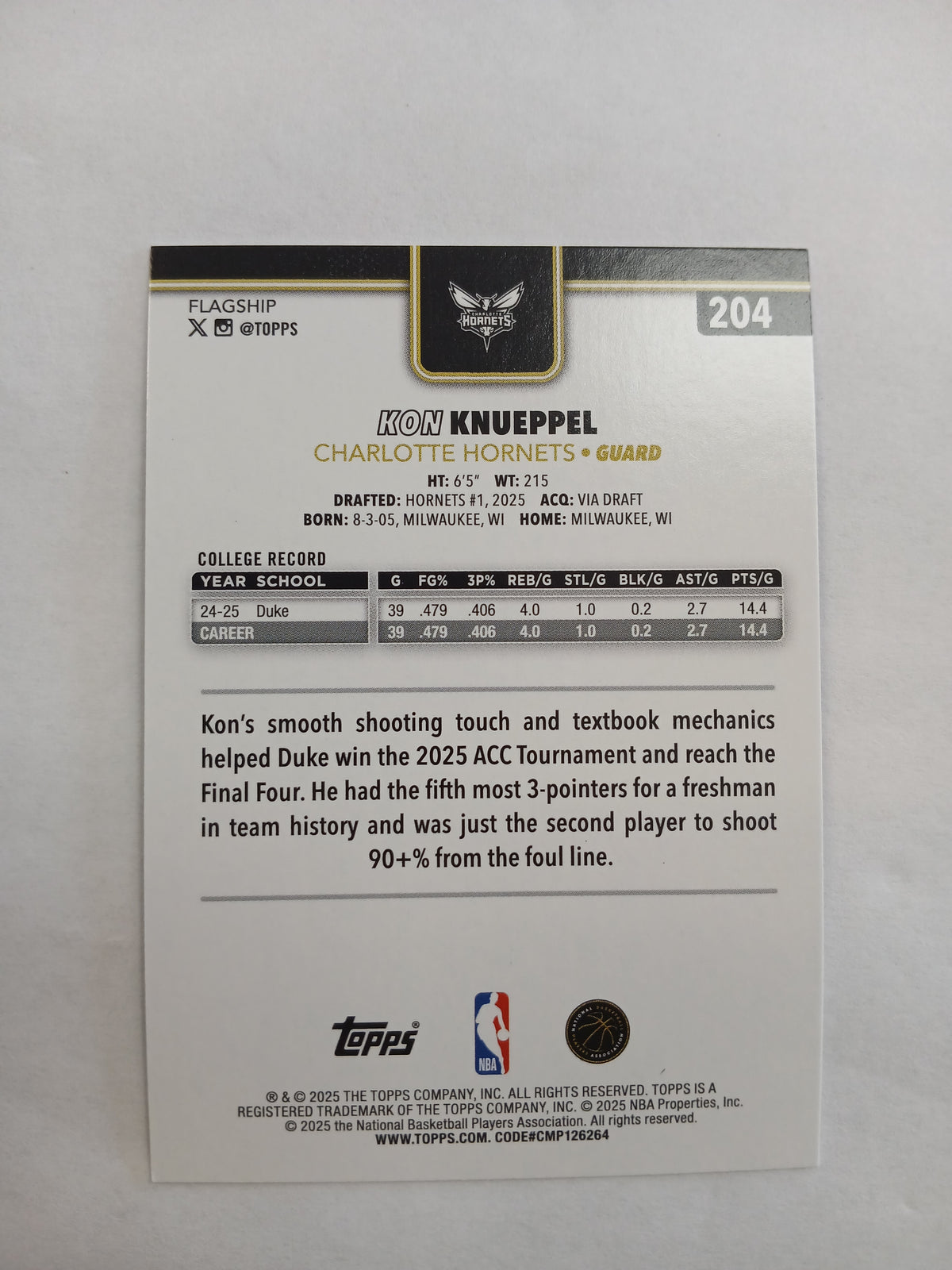 2025 Topps Black Friday Kon Knueppel Target Exclusive Blackout Foil Rookie