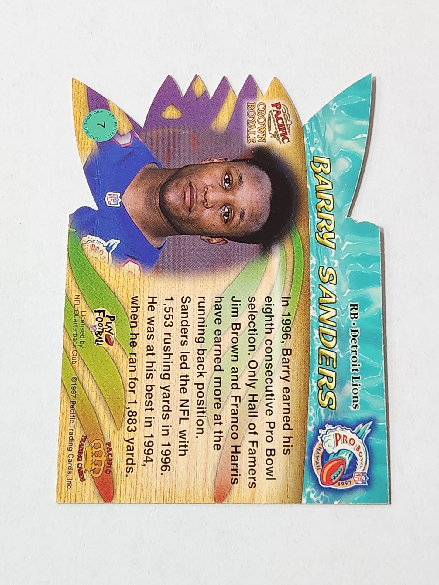 1997 Pacific Collection Crown Royale Barry Sanders 1997 Pro Bowl Selection Die Cut