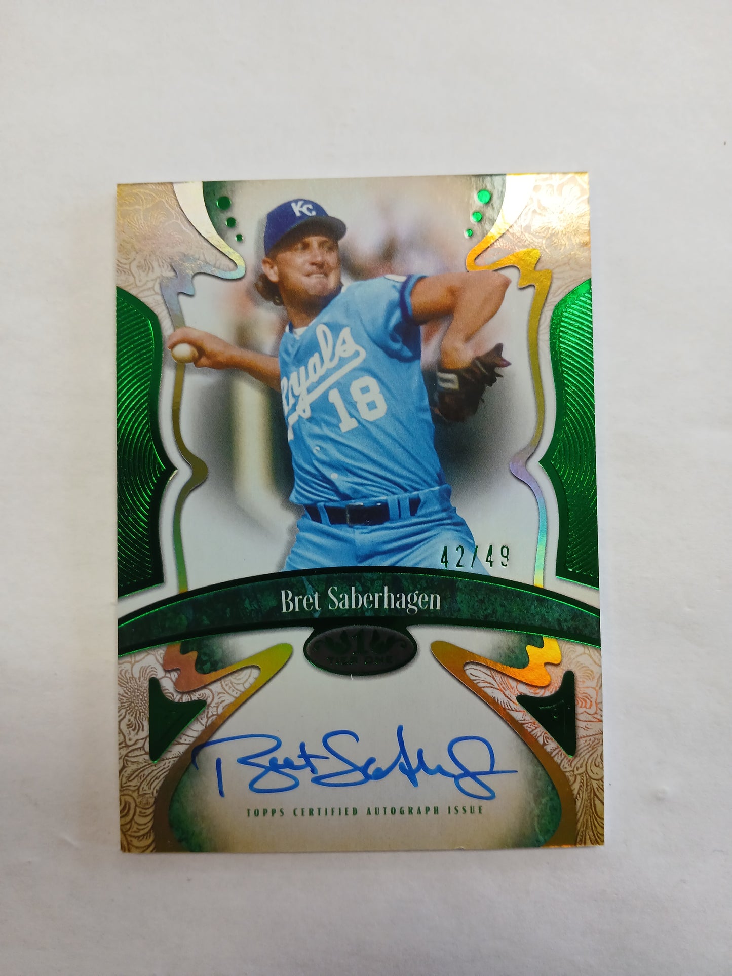 2026 Topps Tier One Bret Saberhagen Connoisseurs On Card Auto Green Foil #/49