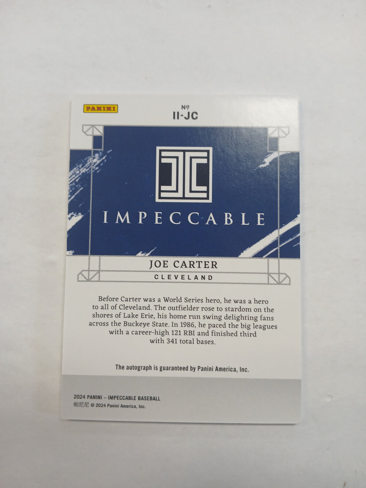 2024 Impeccable Joe Carter Indelible Ink On Card Auto #1/35