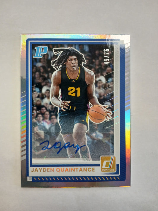 2025 Donruss Jayden Quaintance Silver Foil Auto #/49