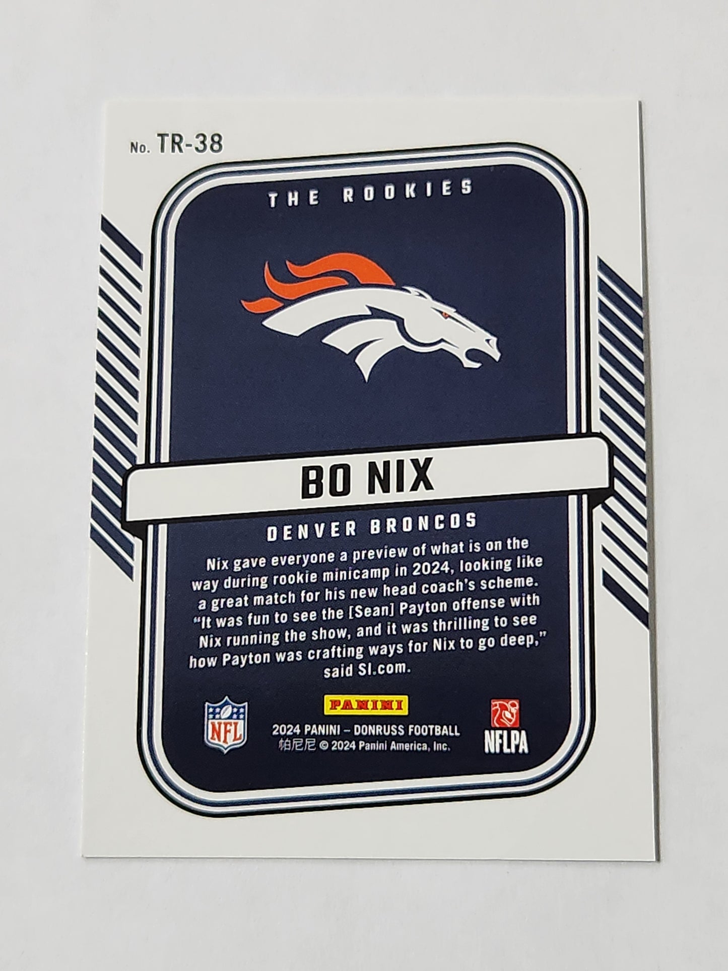 2024 Donruss Bo Nix The Rookies TR-38