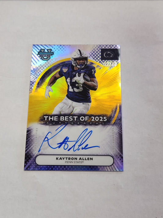 2025 Bowman Best U Kaytron Allen The Best of 2025 Gold Refractor On Card Auto #/50