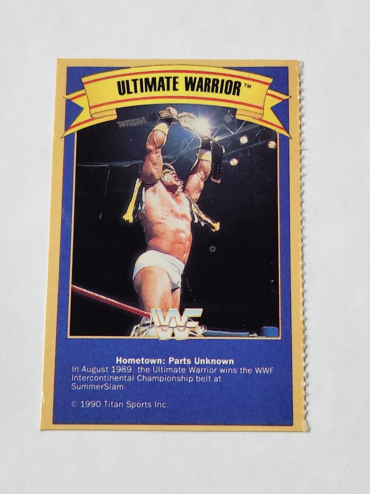 1990 Ultimate Warrior Gold Bond Ice Cream Card Wrestling WWF