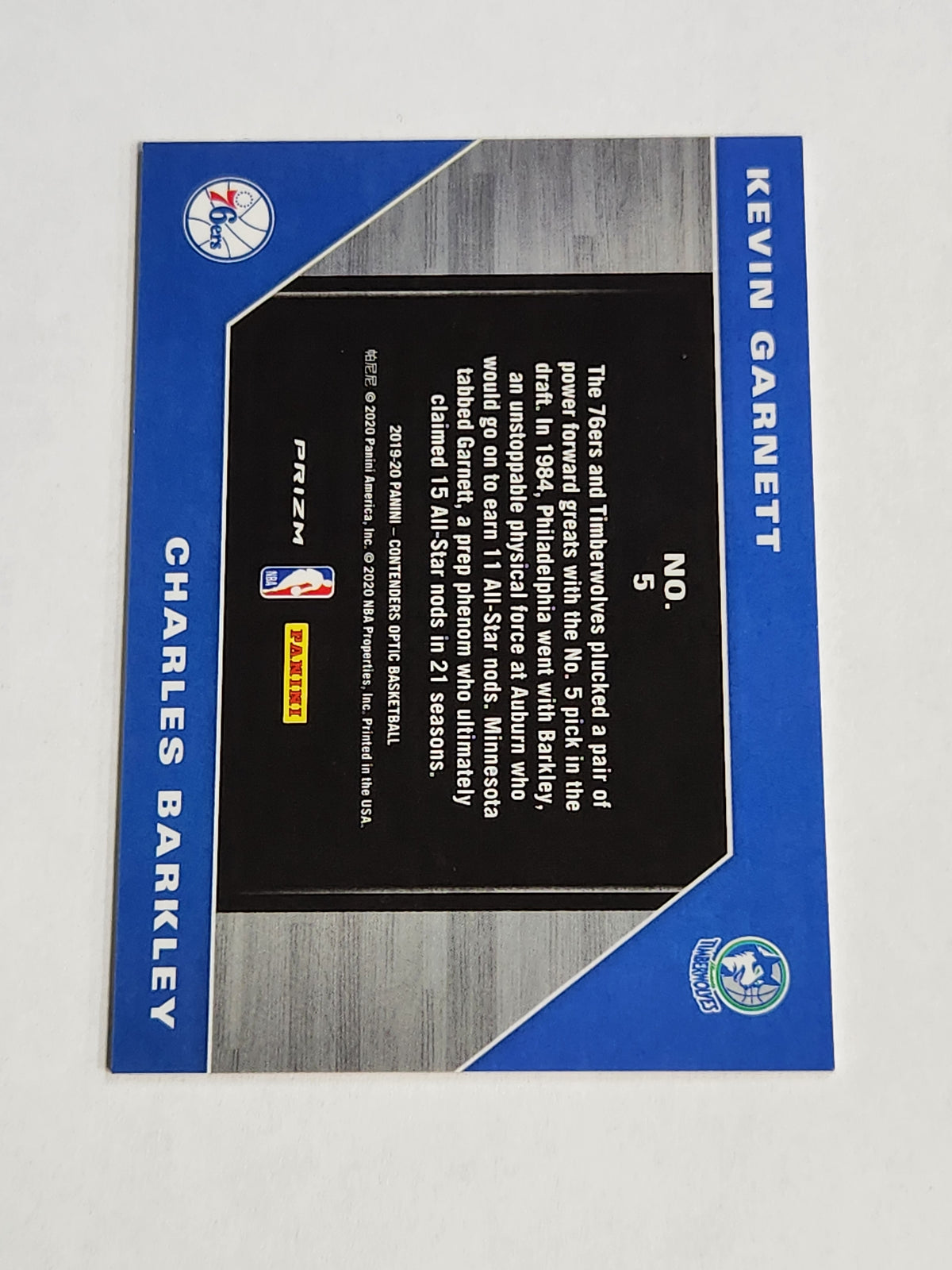 2019 Optic Contenders Kevin Garnett Charles Barkley Historic Picks Red Cracked Ice SP