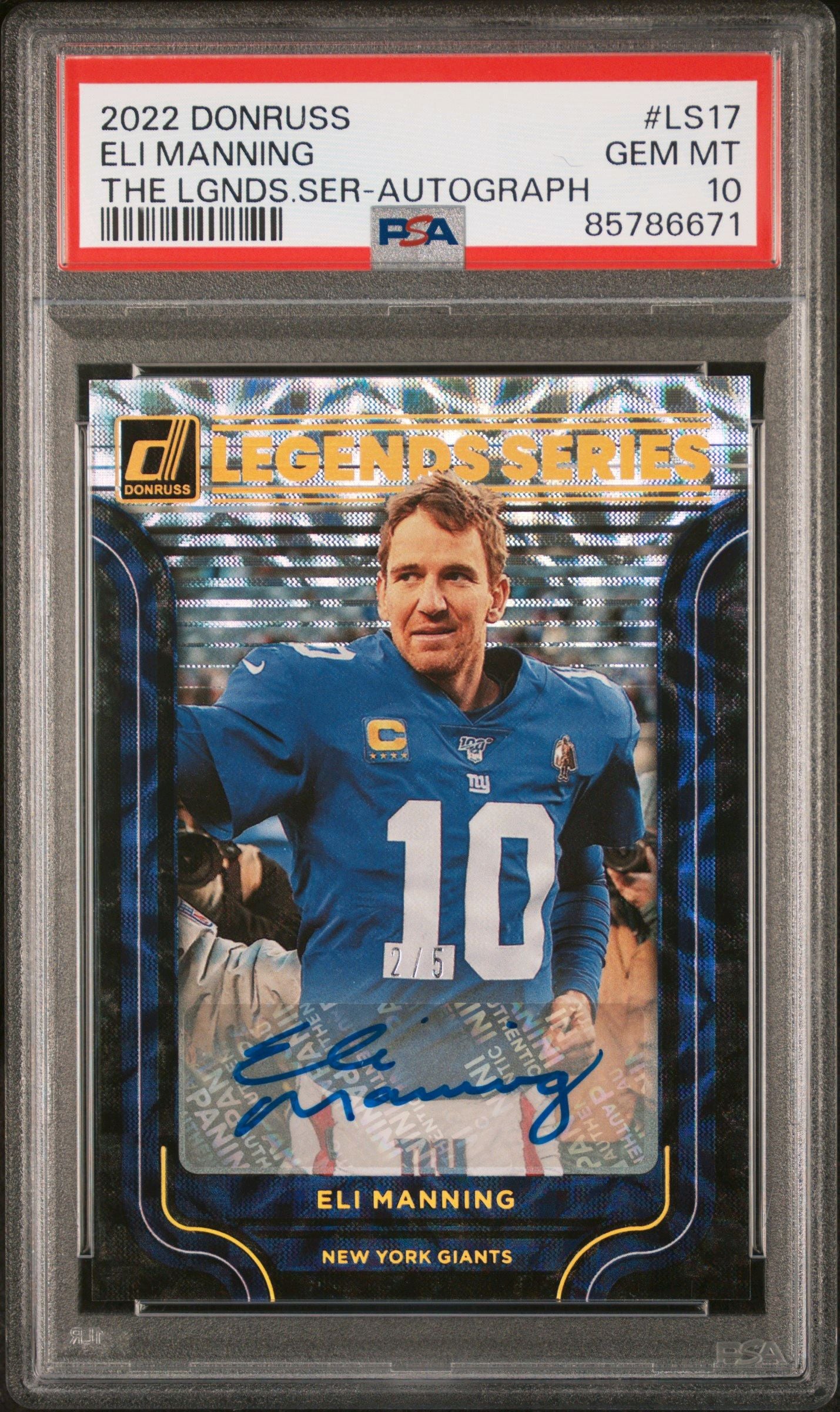 2022 PANINI DONRUSS THE LEGENDS SERIES #LS17 ELI MANNING THE LGNDS.SER-AUTOGRAPH PSA 10