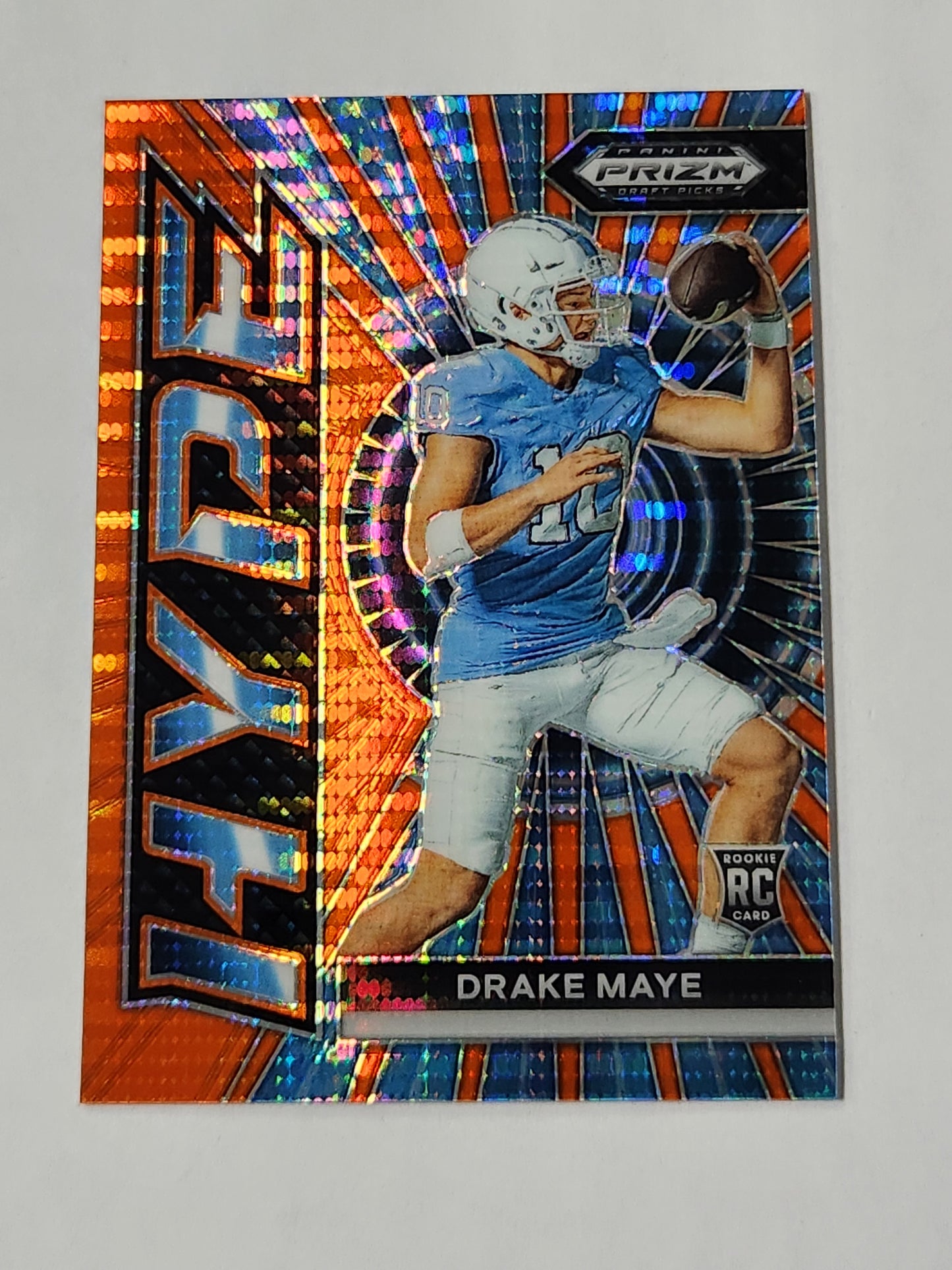 2024 Panini Prizm Draft Picks Drake Maye RC Orange Pulsar Hype # /49