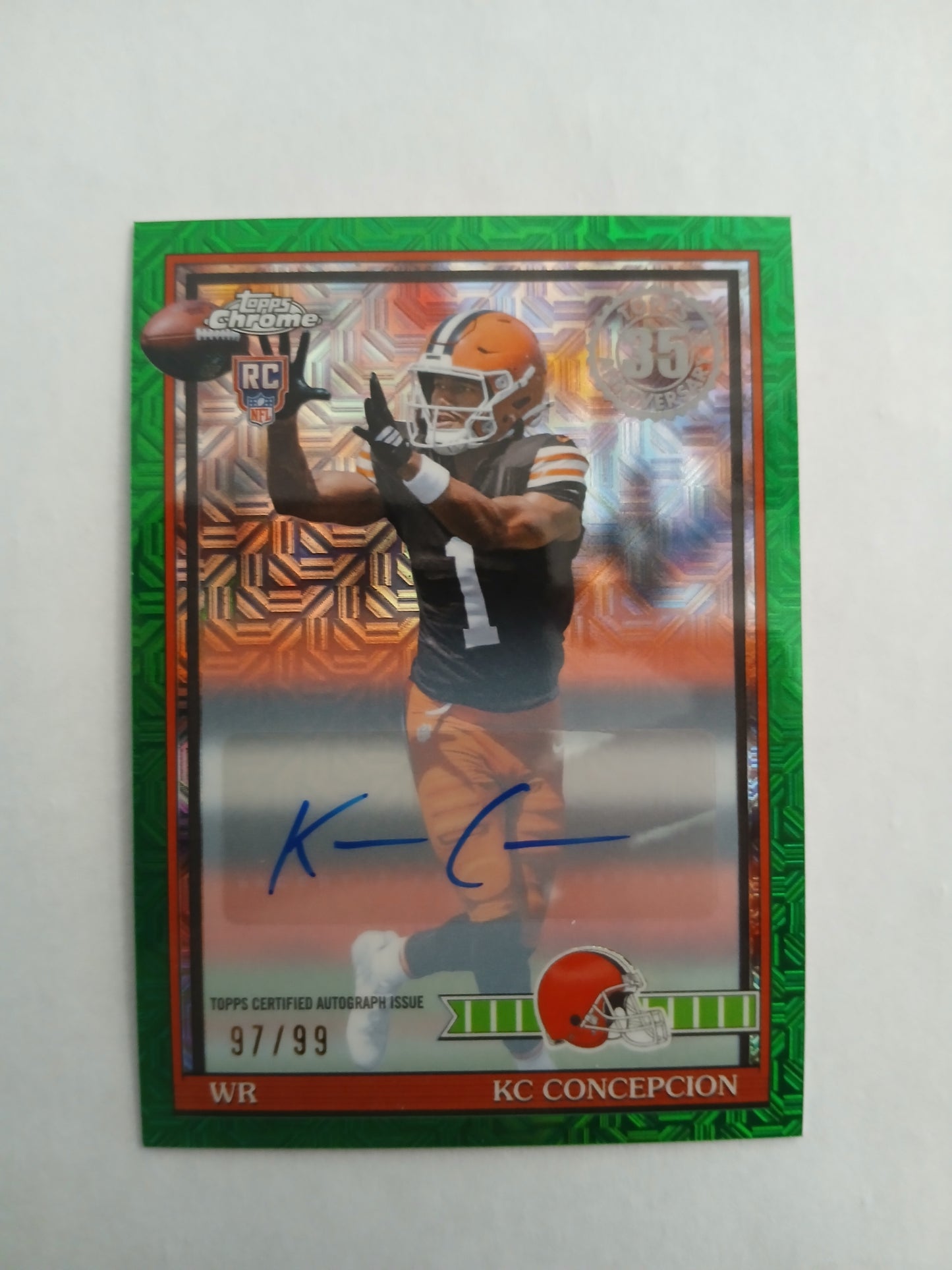 2026 Topps Flagship Topps Chrome 1991 35th Anniversary KC Concepcion Green Mojo Rookie Auto #/99