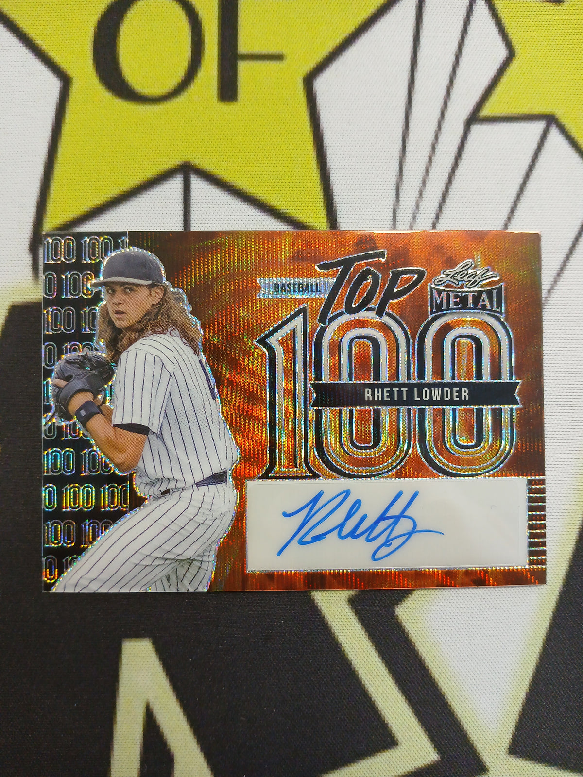 2023 Leaf Metal Rhett Lowder Top 100 Orange Wave Auto #/8