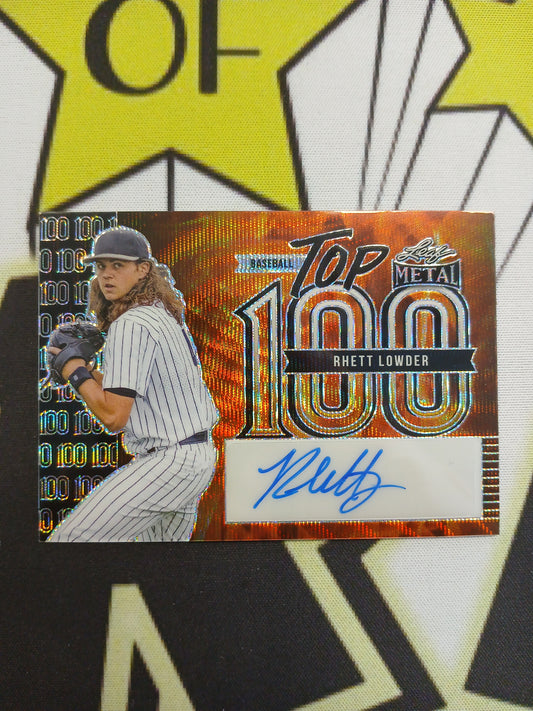 2023 Leaf Metal Rhett Lowder Top 100 Orange Wave Auto #/8