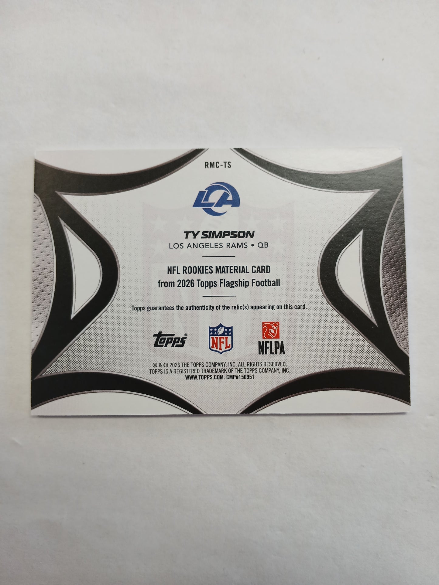 2026 Topps Flagship Football Ty Simpson NFL Rookies Material Patch