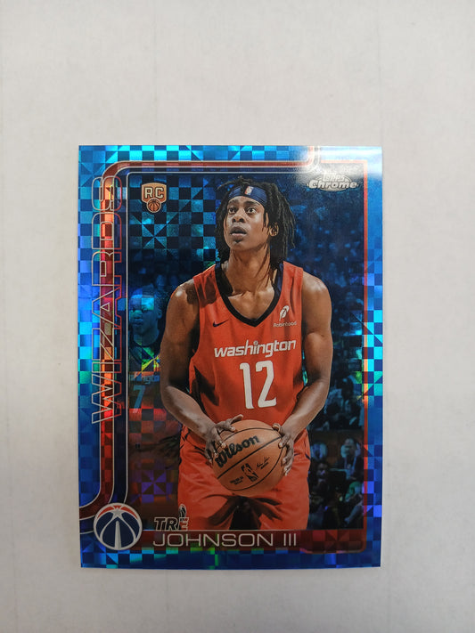 2025 Topps Chrome Tre Johnson III Rookie Blue Xfractor