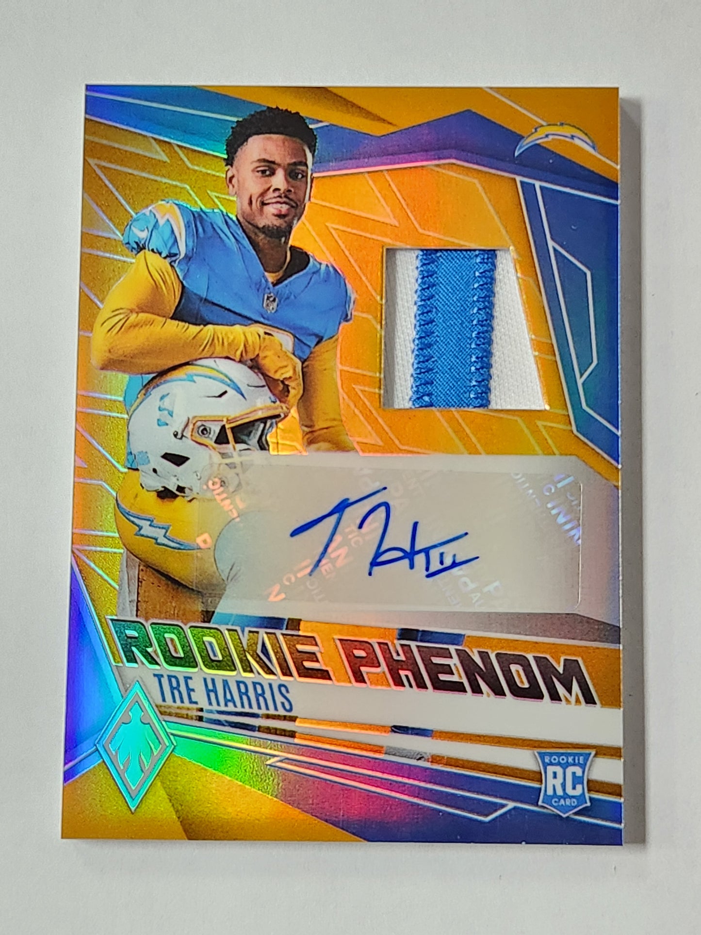 2025 Panini Phoenix Tre Harris Gold RPA # /10 Rookie Phenom Chargers