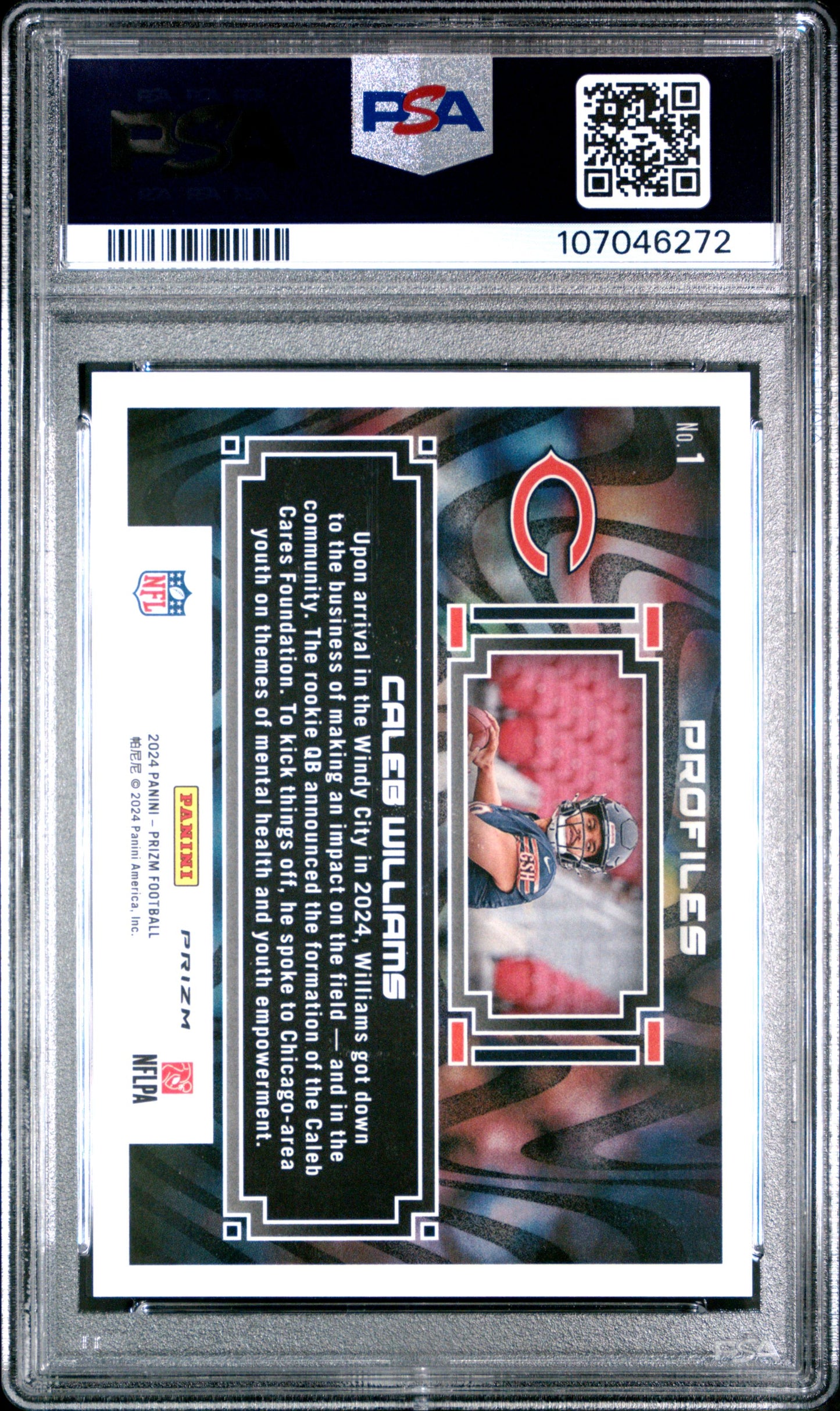 2024 PANINI PRIZM PROFILES #1 CALEB WILLIAMS PSA 10 BEARS SP CASE