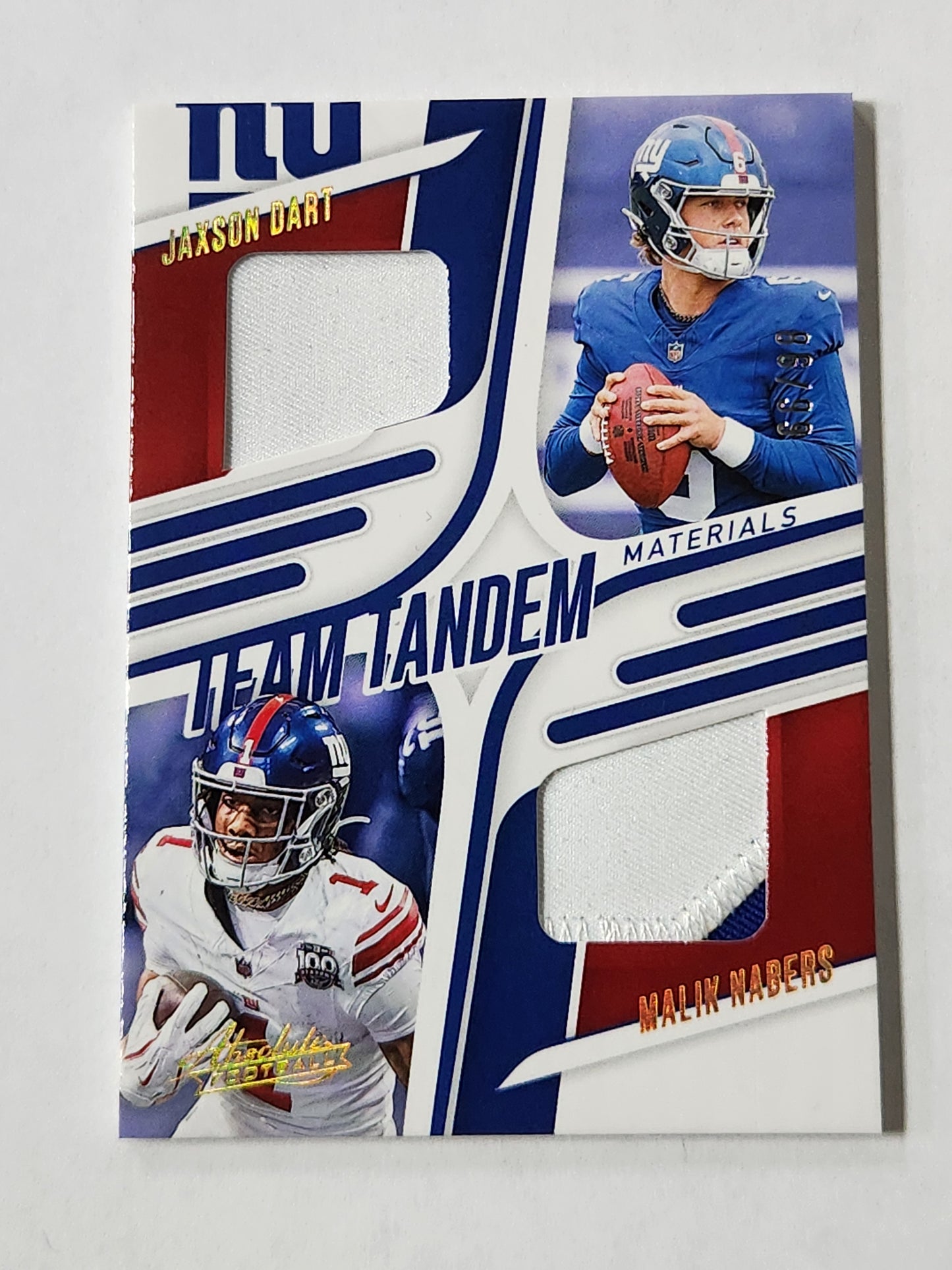 2025 Absolute Jaxon Dart Malik Nabers # /99 Team Tandem Rookie Patch RC