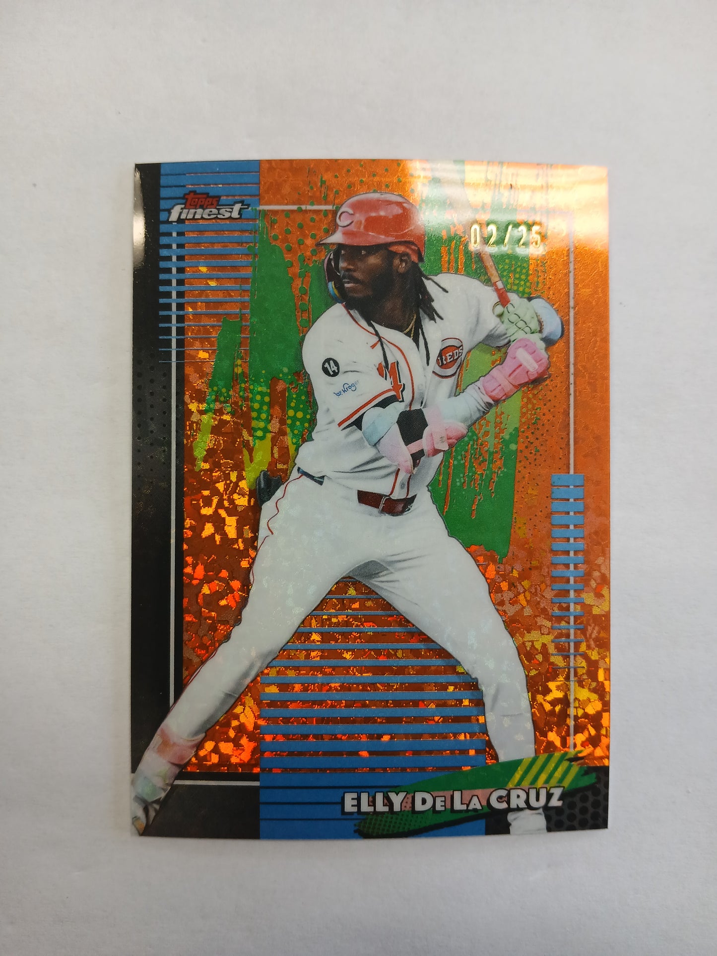 2026 Topps Finest Elly De La Cruz Common Orange Sparkle Refractor #/25
