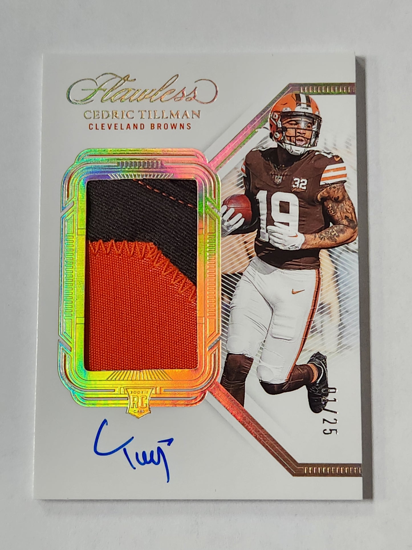 2024 Flawless Cedric Tillman # /25 Rookie Patch Auto Browns RPA-CTN