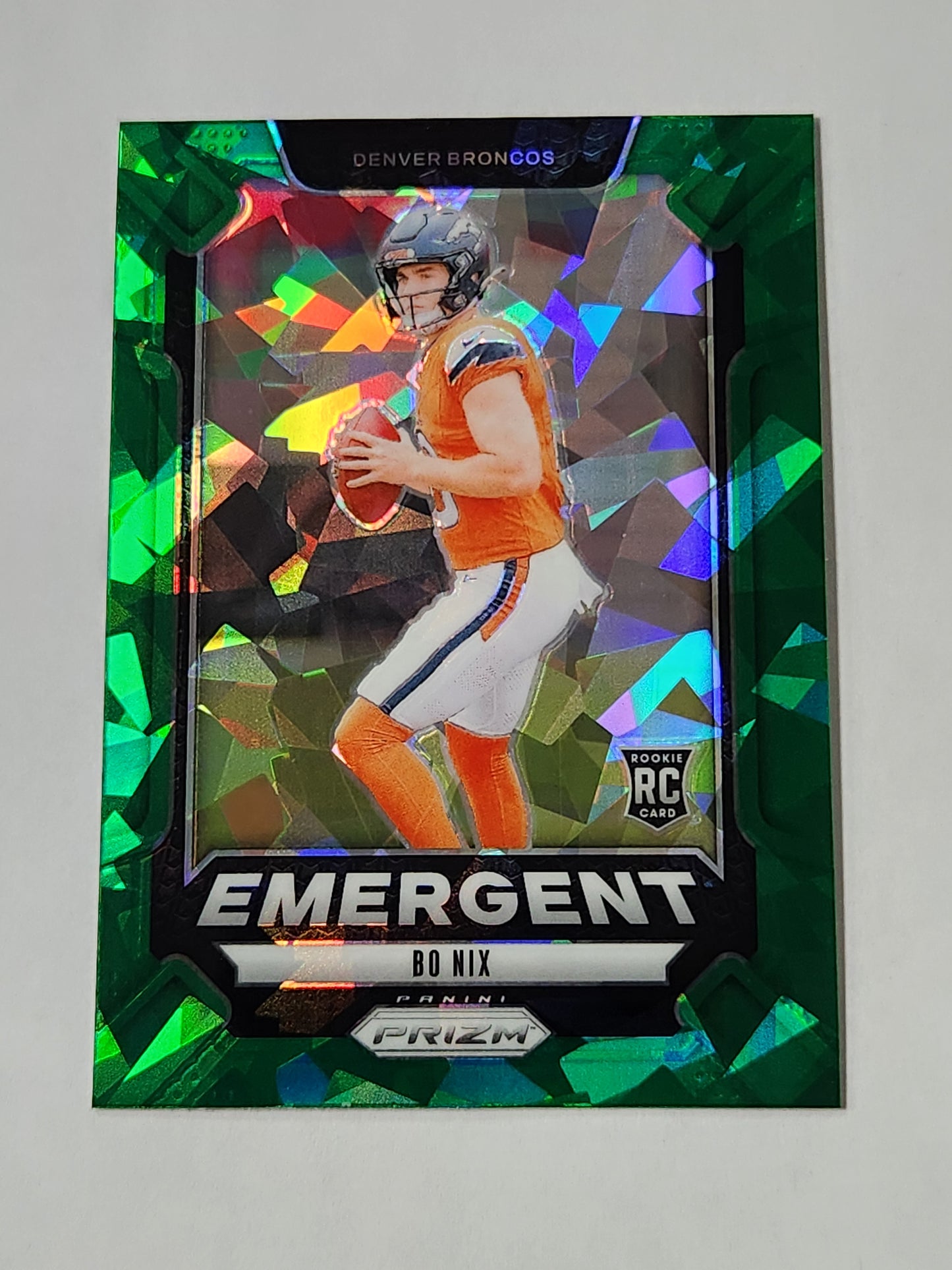 2024 Prizm Bo Nix Emergent Green Cracked Ice Rookie