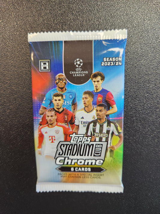 Topps 2023-24 Stadium Club Chrome UEFA Club Competitions Soccer Hobby Pack