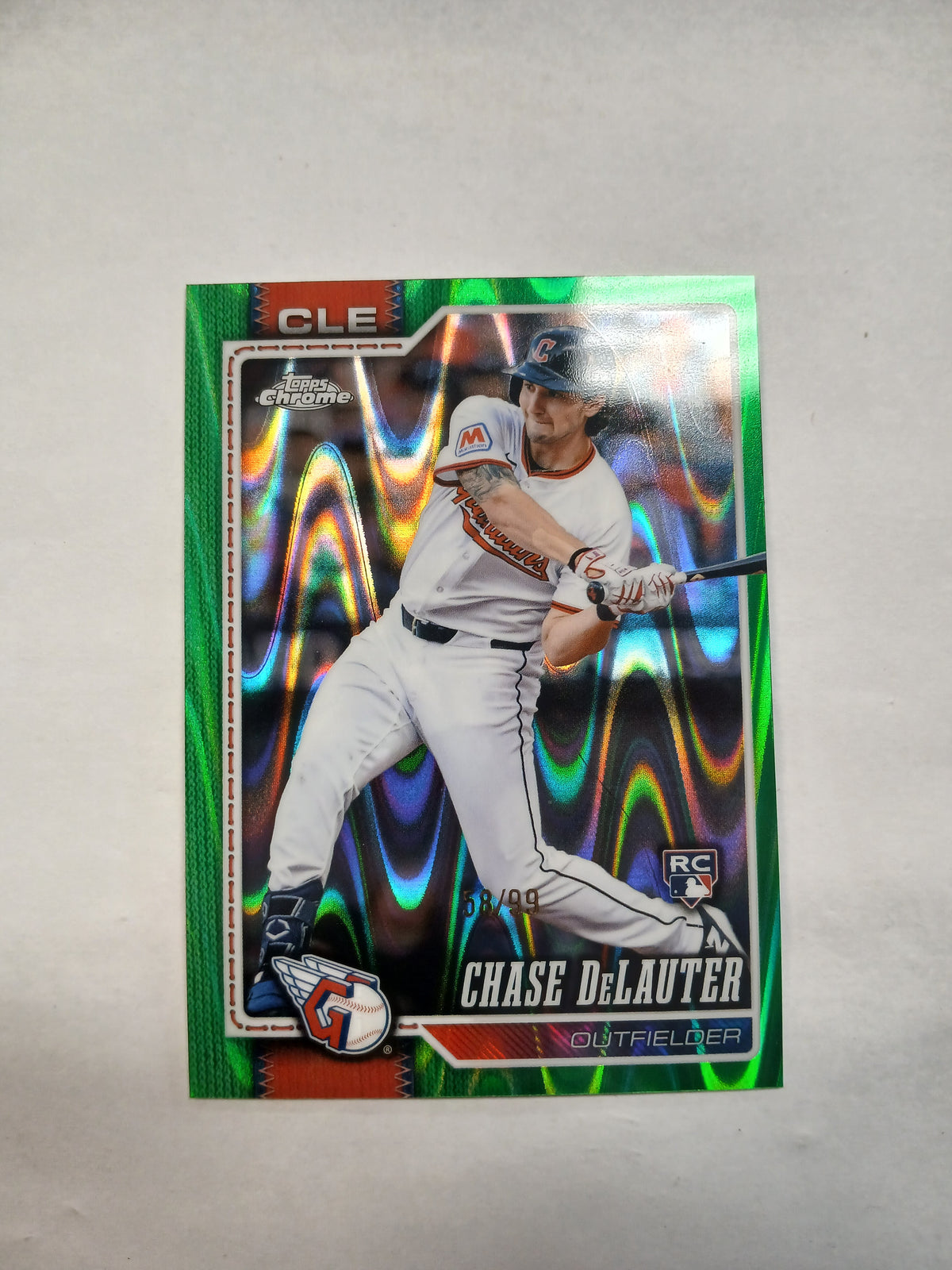 2026 Topps Chrome Chase DeLauter Rookie Green Raywave Refractor #/99